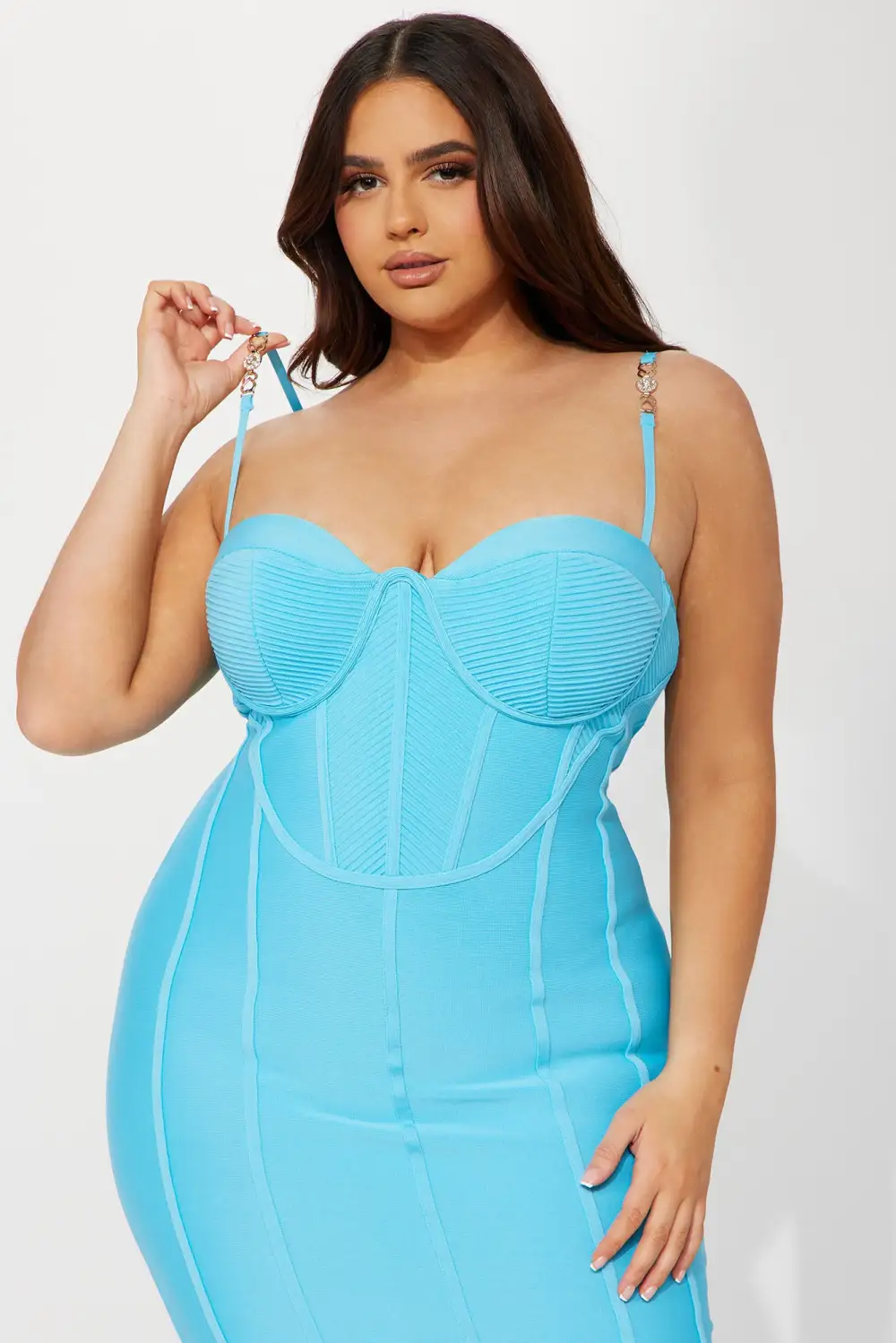 Victoria Bandage Midi Dress - Aqua