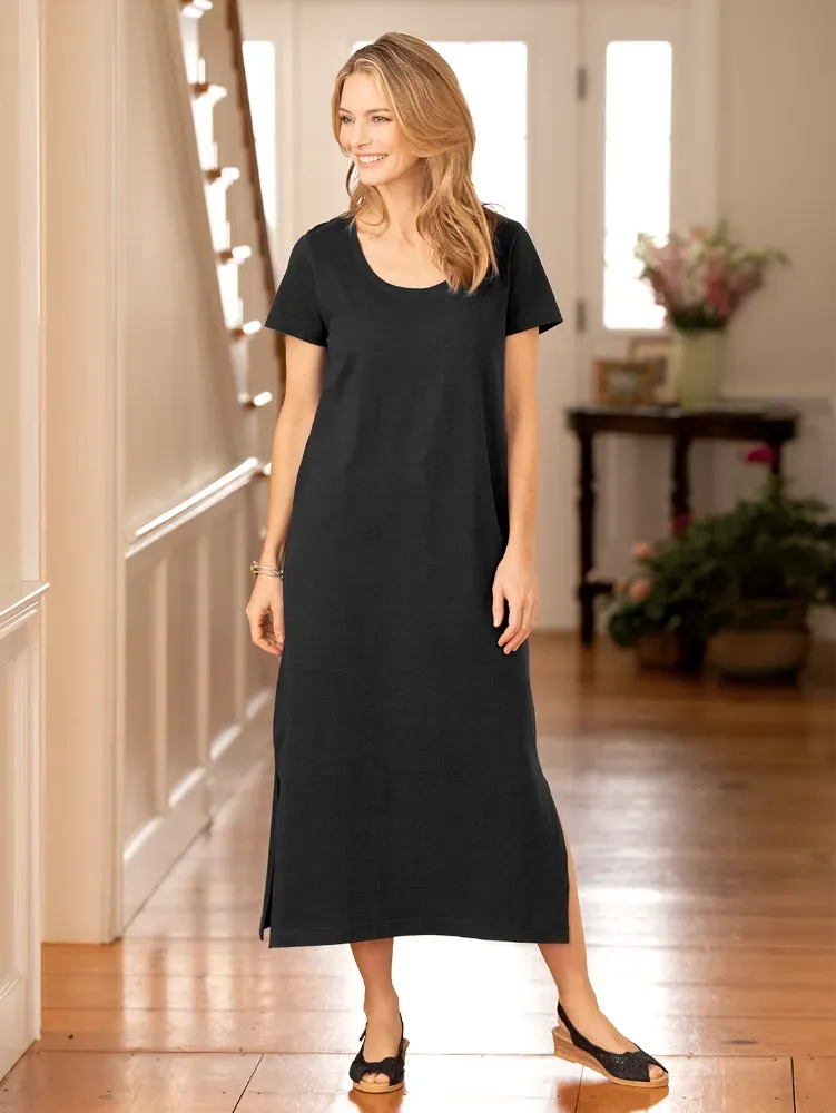 M.MAC Solid Color Cotton Knit Ankle-Length Dress