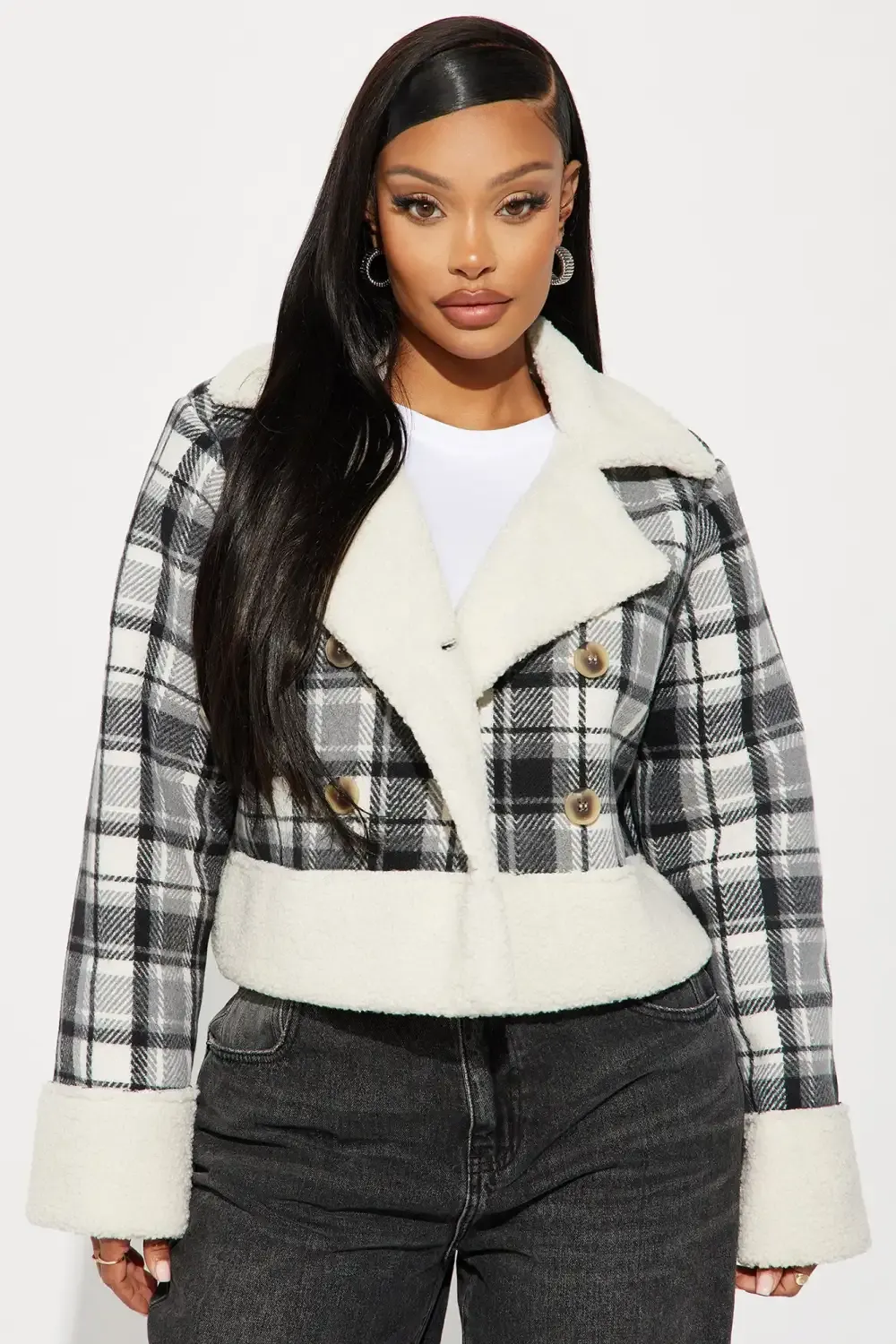 Feels Like Home Sherpa Jacket - Black/combo