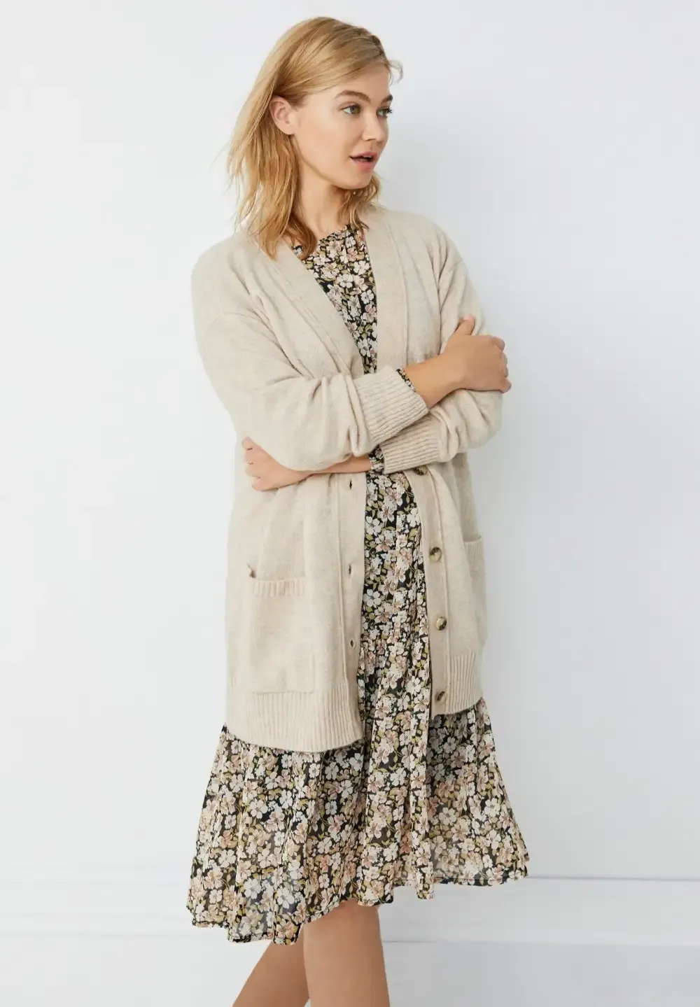 Sheer Overlay Tiered Dress