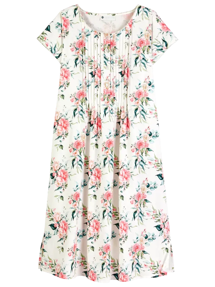 Ella Simone Bed of Roses Pintuck Nightgown