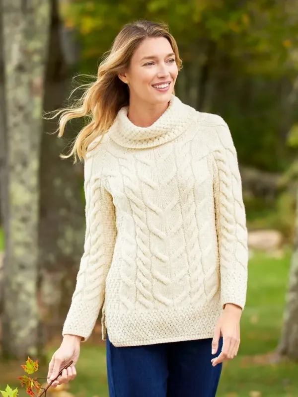 Women's Irish Supersoft Wool Cowl-Neck Sweater
