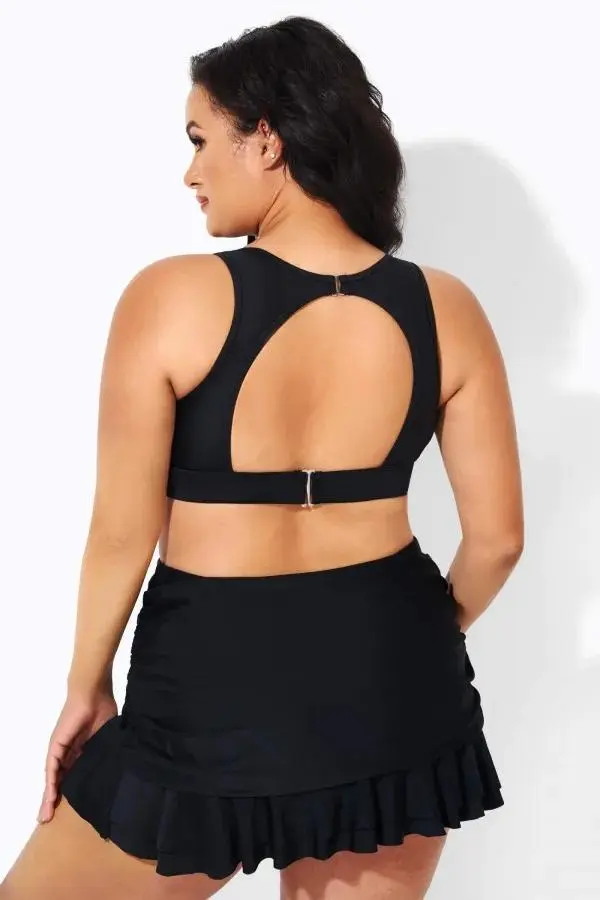 Black Mesh Sexy Open Back Bikini Top
