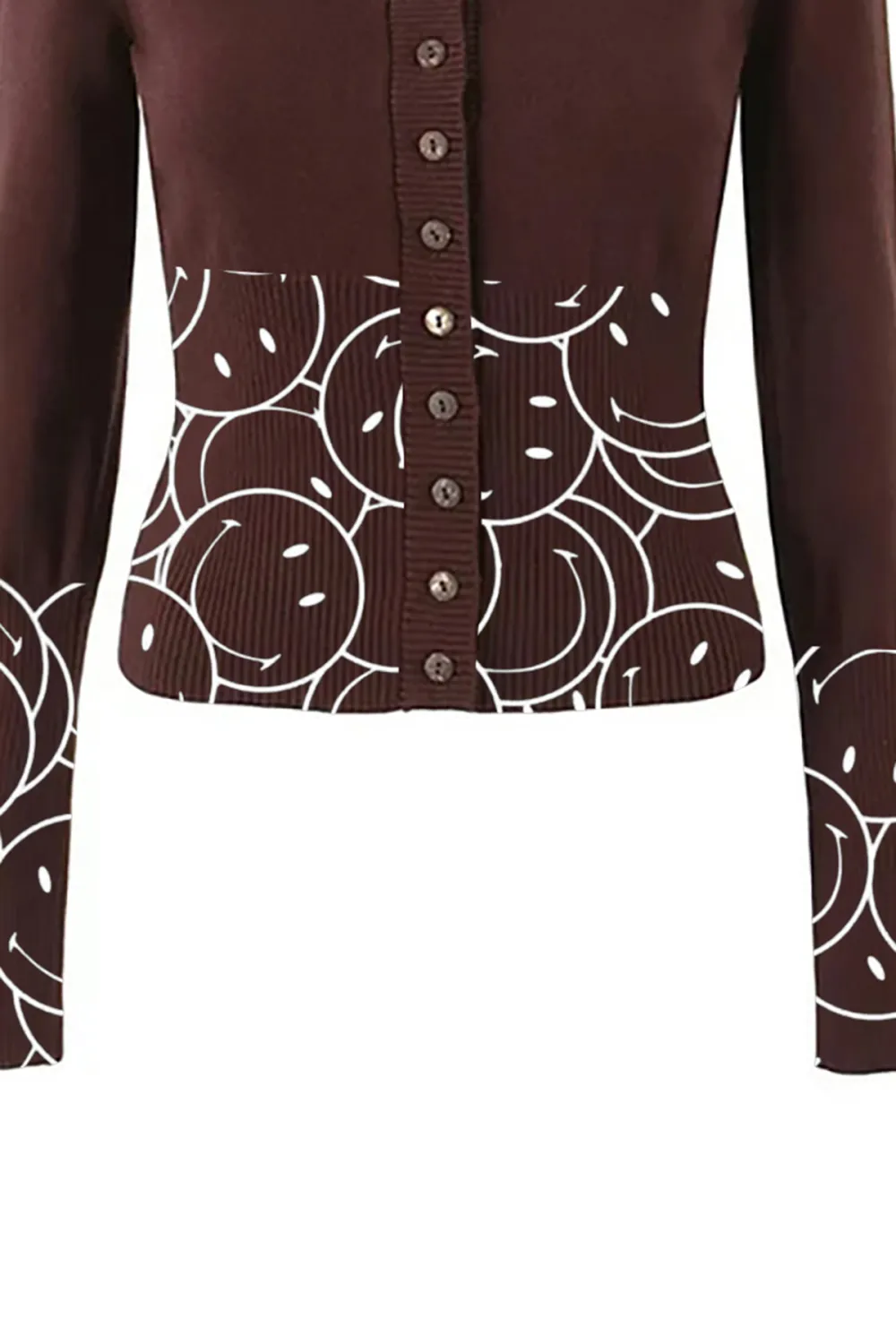 Minimalist Rib Knit Crew Neck Long Sleeve Button Up Fitted Crop Cardigan