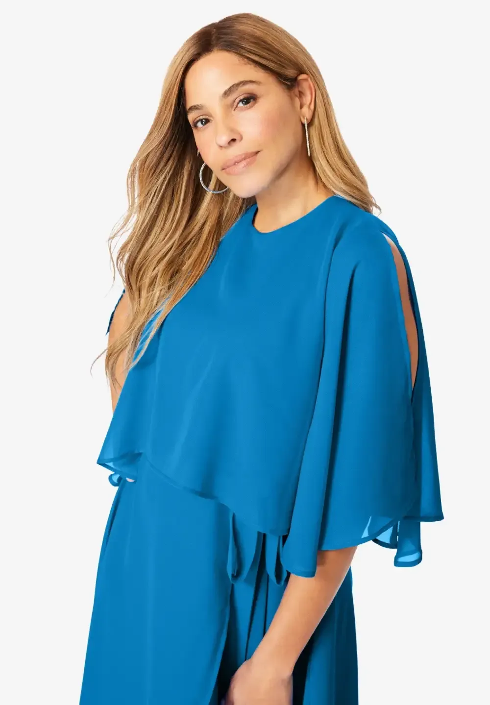 Georgette Maxi Cape Sleeve Dress