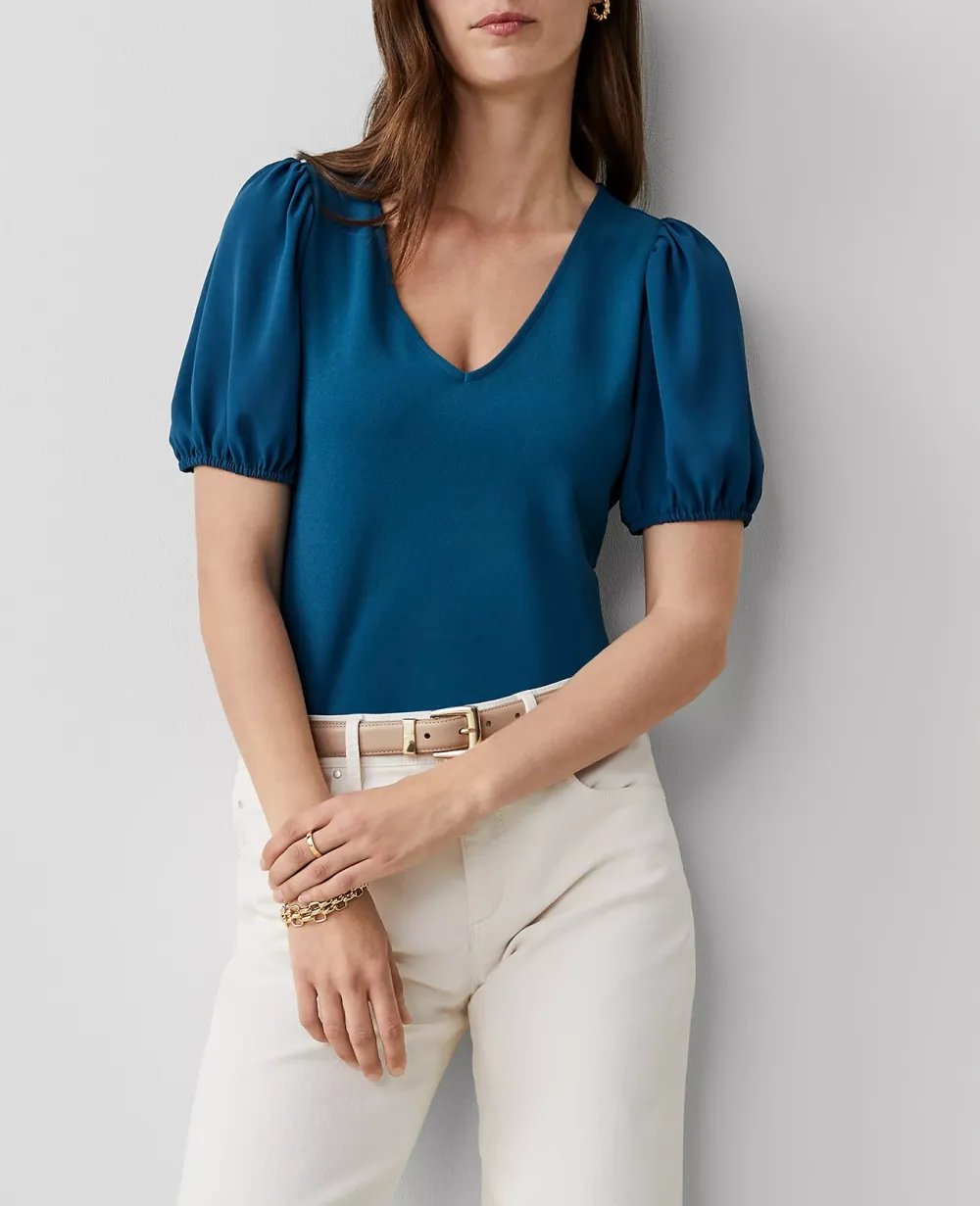 Puff Sleeve V-Neck Top