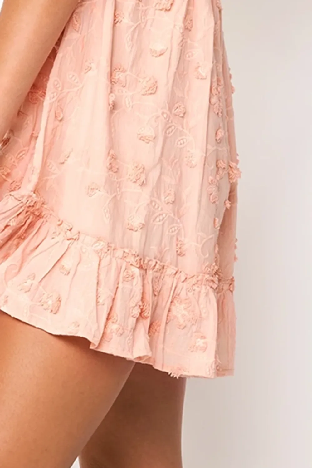Peach Toned Satin Finish Mini Dress
