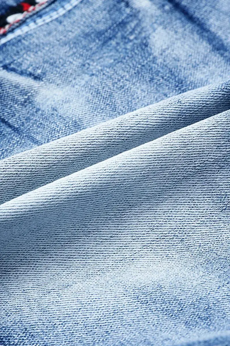 Raw Hem Stitch Detail Mid Rise Denim Shorts
