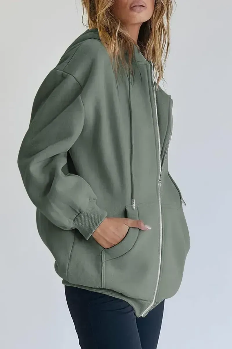 Women's Cute Hoodies Teen Girl Fall Jacket Oversized Sweatshirts Casual Drawstring Zip Up Y2K Hoodie with Pocket