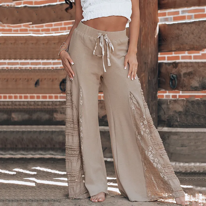 Bohemian Style Lace Wide-leg Casual Pants