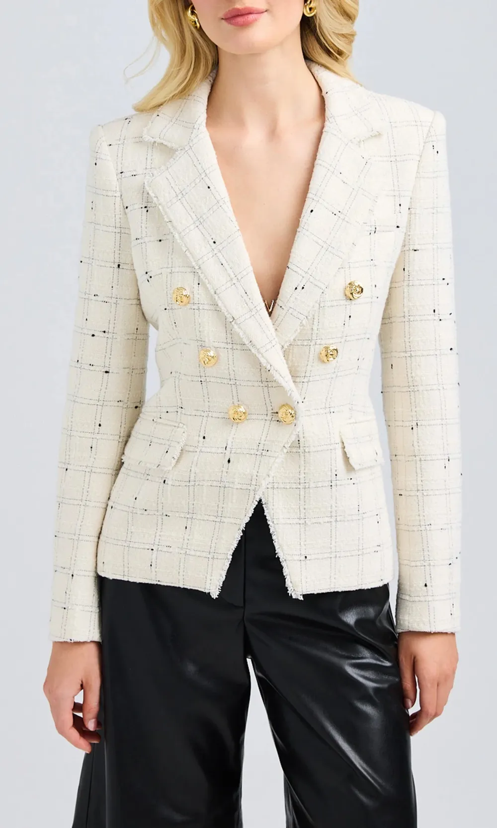 Eliza Windowpane Tweed Blazer