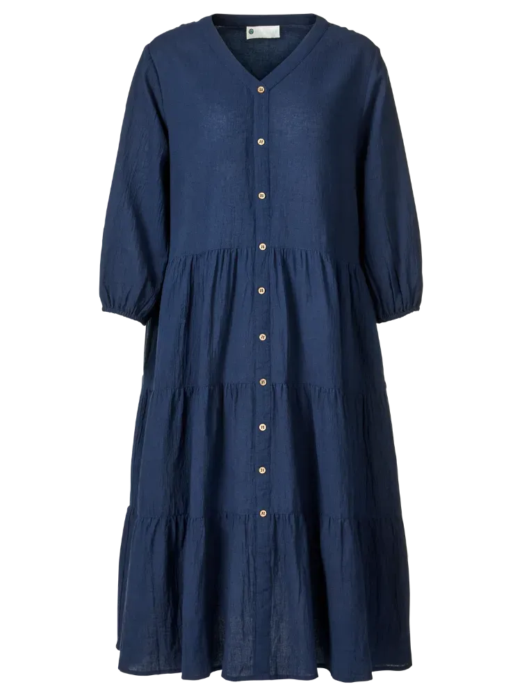 Ella Simone Triple-Tier Cotton Gauze Midi Dress