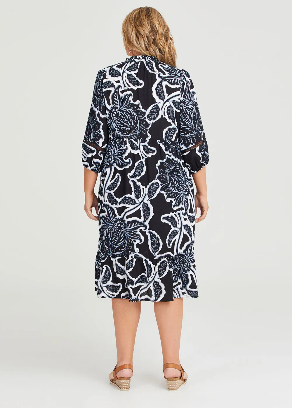 Natural Graphic Floral Dress
