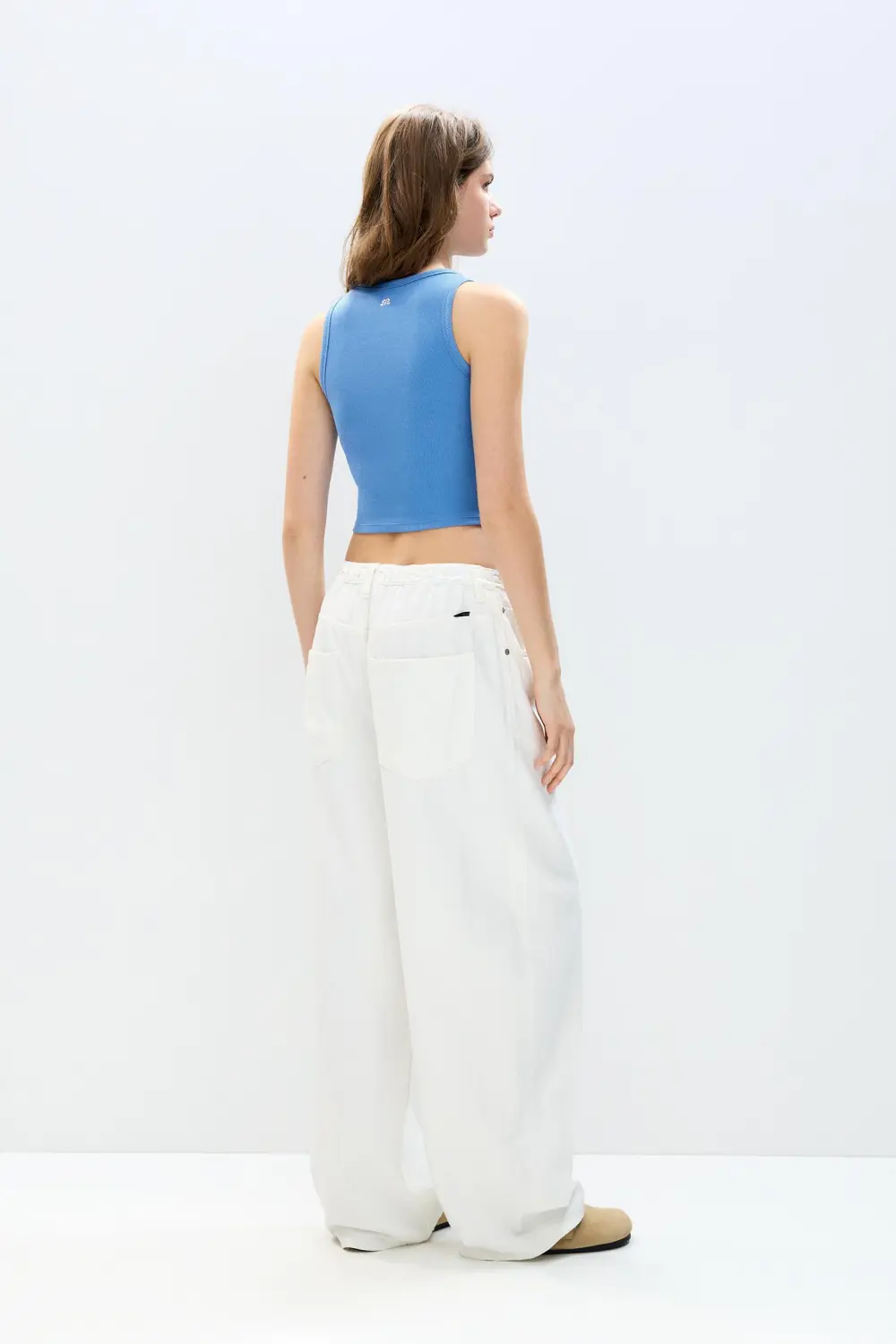 Blue tank top with slogan