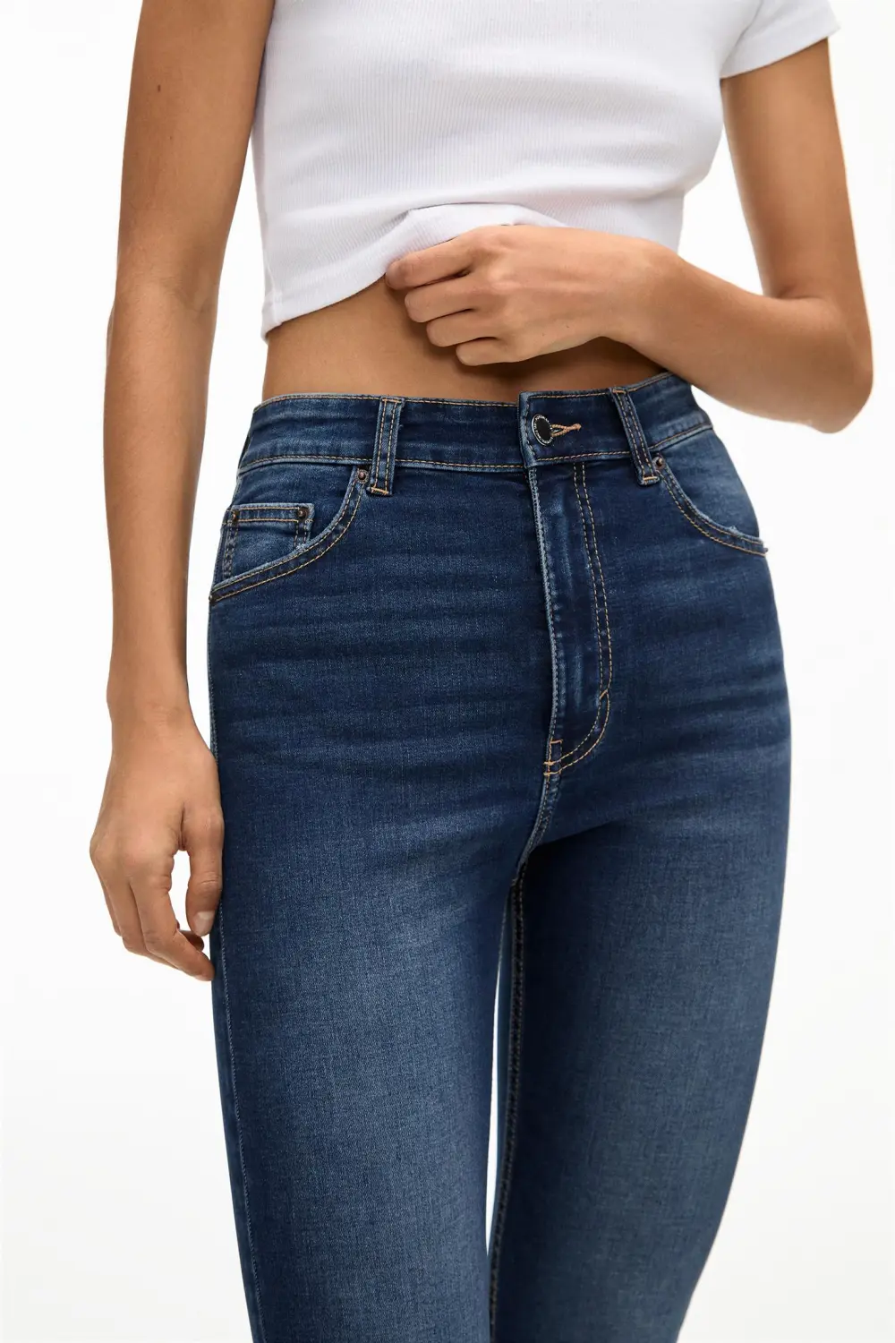 Jeans skinny tiro alto