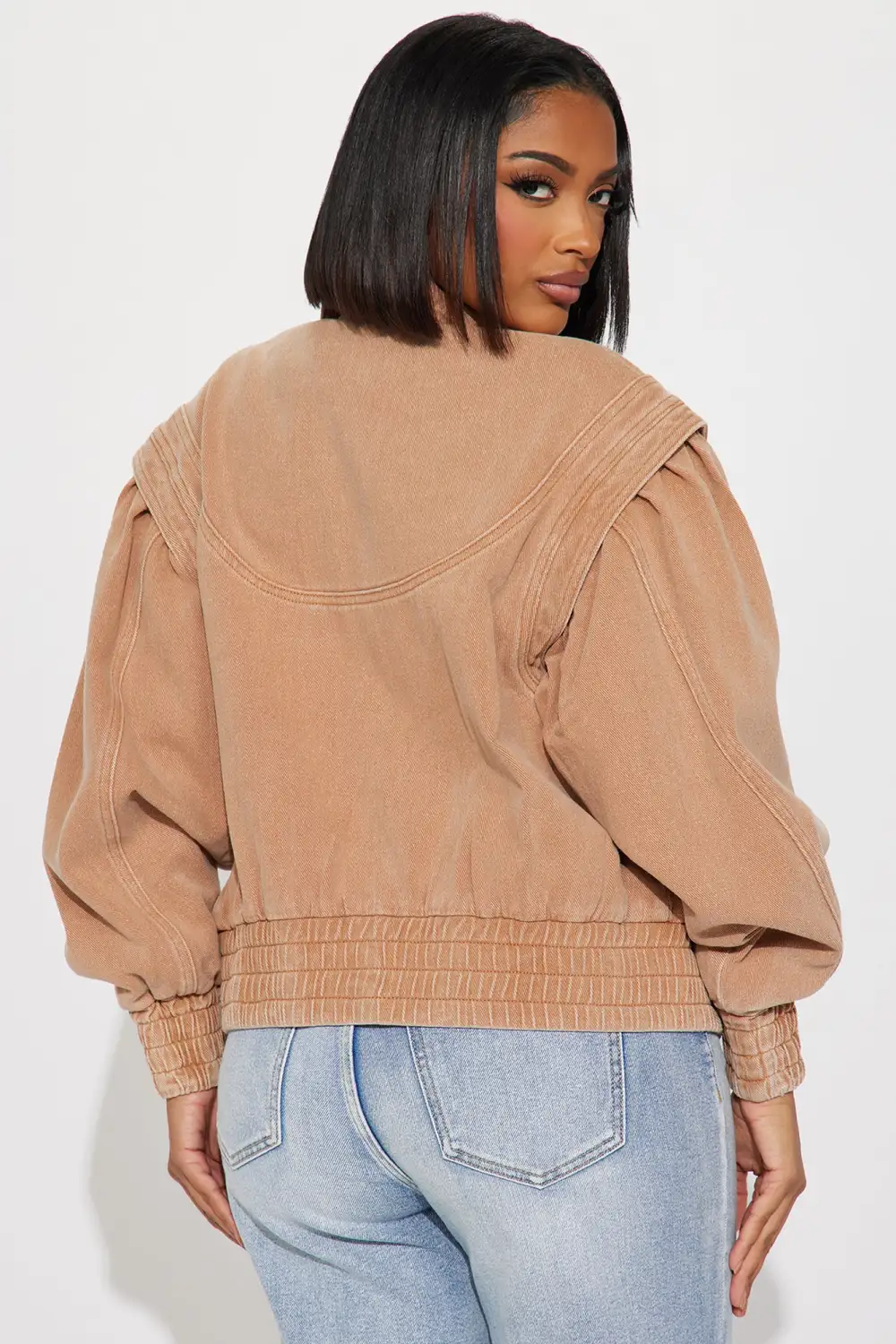 Just Like Magic Non Stretch Denim Moto Jacket - Tan