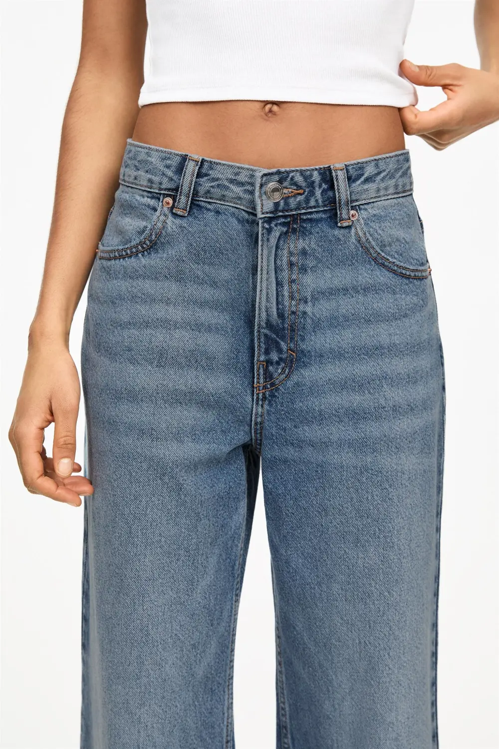 Jeans wide leg tiro alto