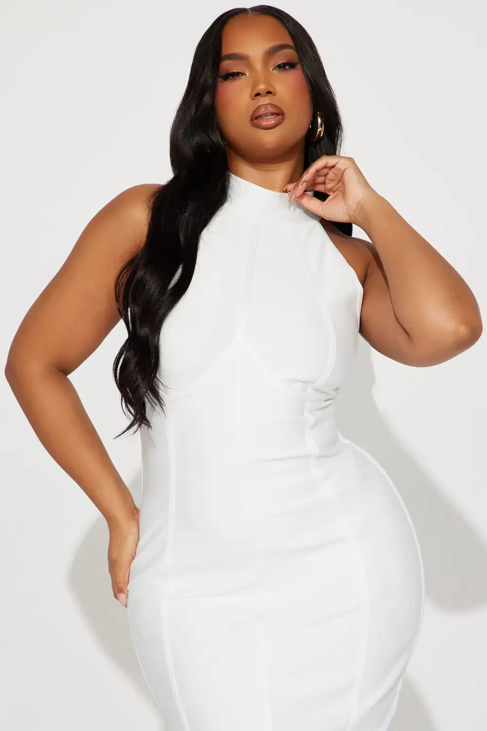 Amaya Bandage Midi Dress - White