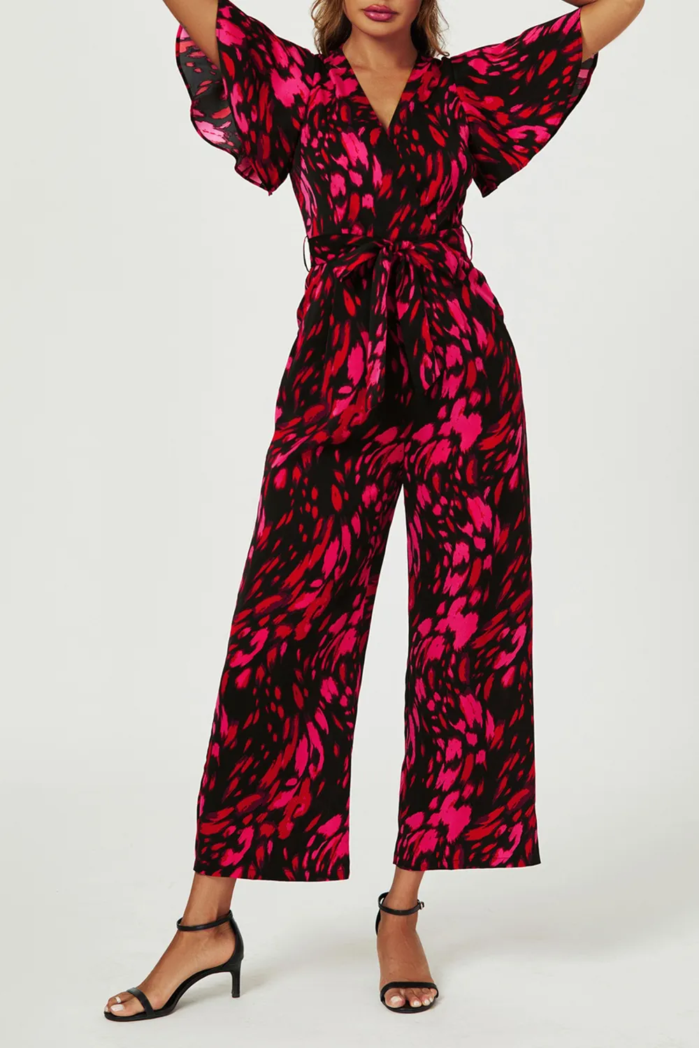 Black And Pink Art Print Women's Jumpsuit