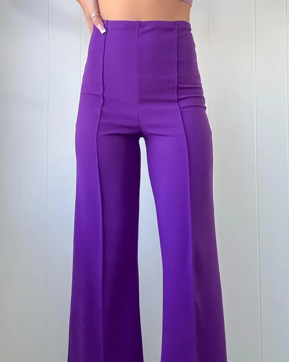 Edge Front Seam Pants - Purple