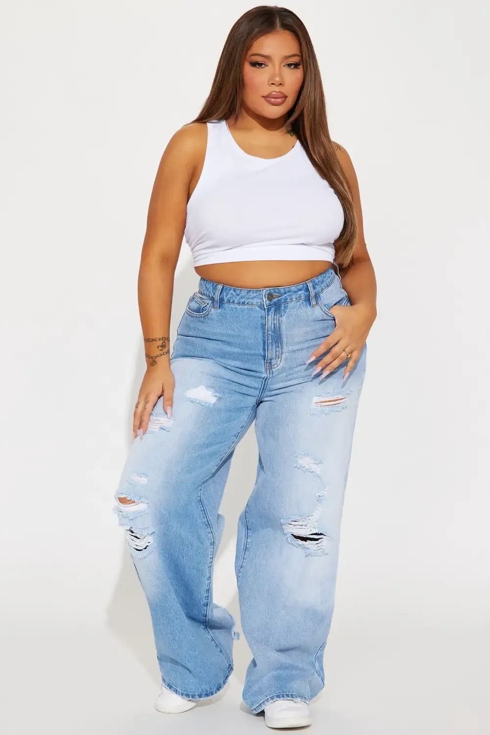Left Him On Read Non Stretch Wide Leg Jeans - Medium Wash