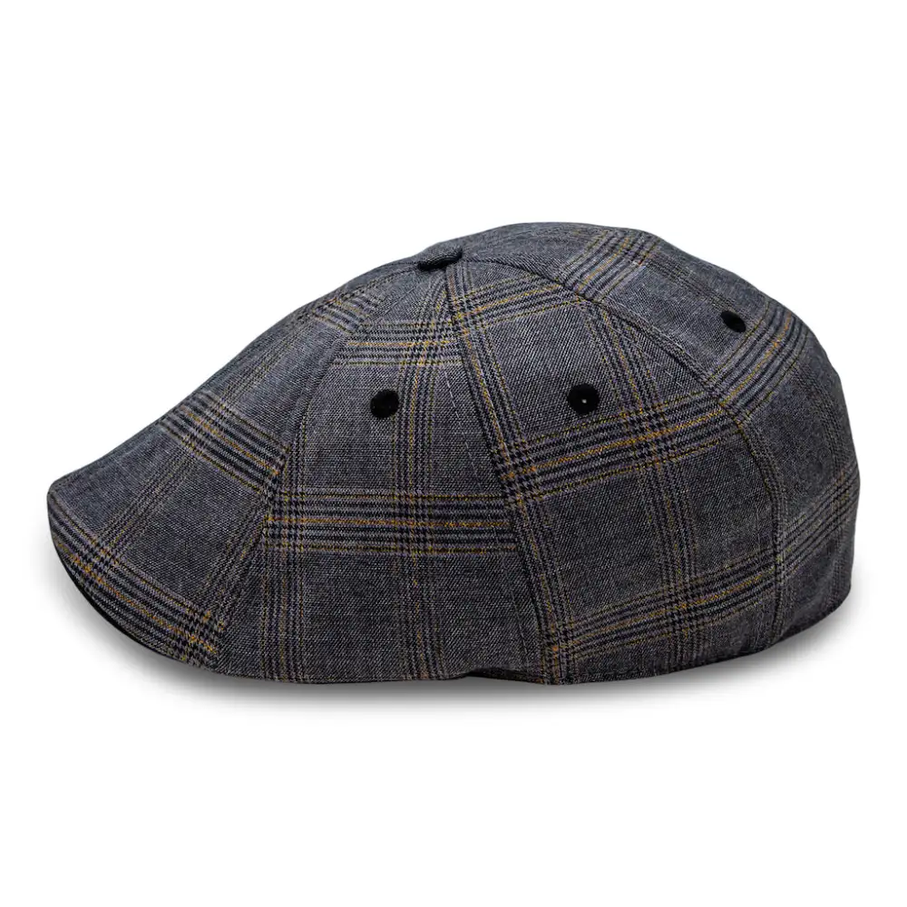 The 8-Panel Plaid Trainer Boston Scally Cap - Iron Grey Plaid