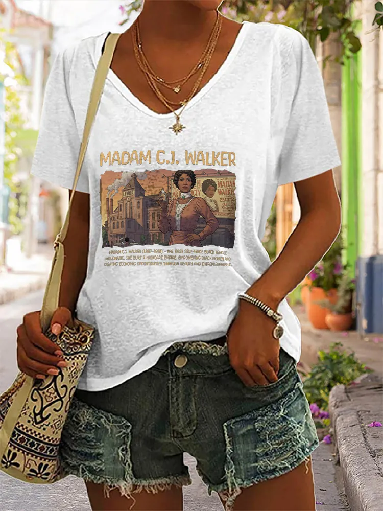 Women'S Madam C.J. Walker V-Neck Short-Sleeved T-Shirt