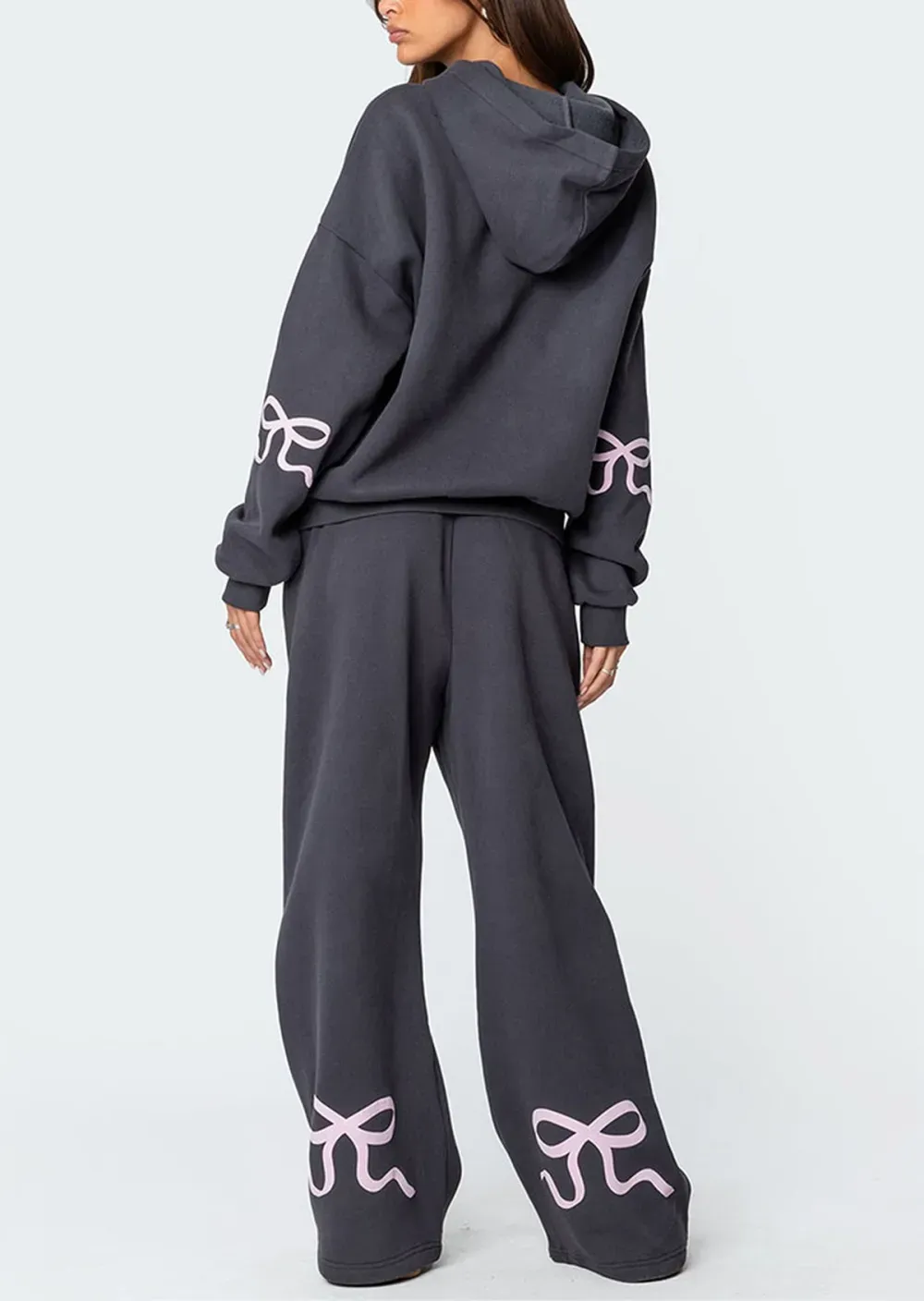 Hot Sale 90% OFF - Women's Bow Detail Hoodie Sweat Set