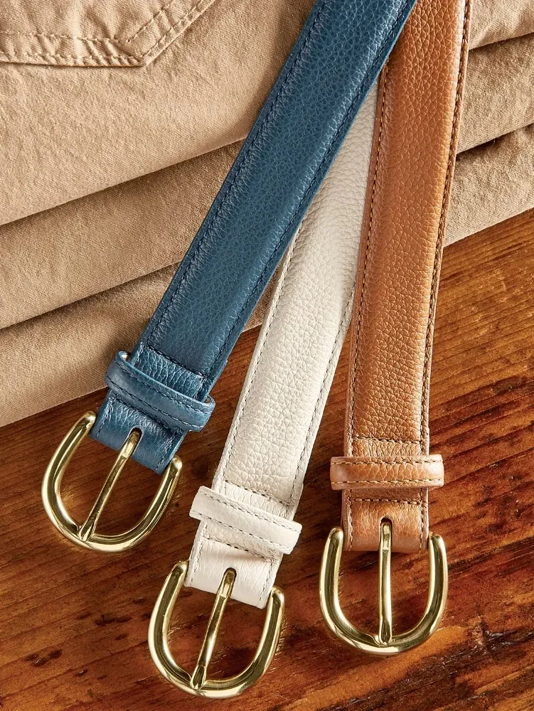 Women's Pebble-Grain Leather Dress Belt