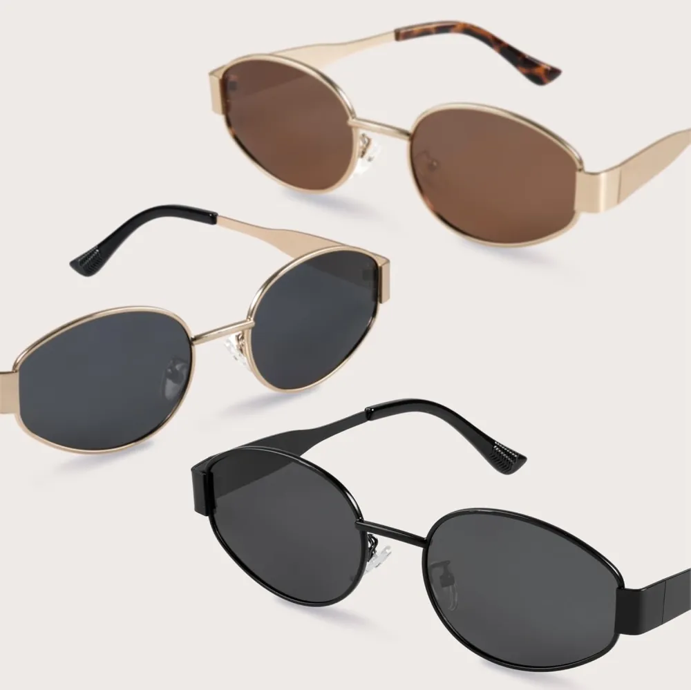 livho 2025 Trendy Oval Sunglasses - Stylish Polarized Shades for Everyday - Retro Metal Frames, Gold/Silver/Black
