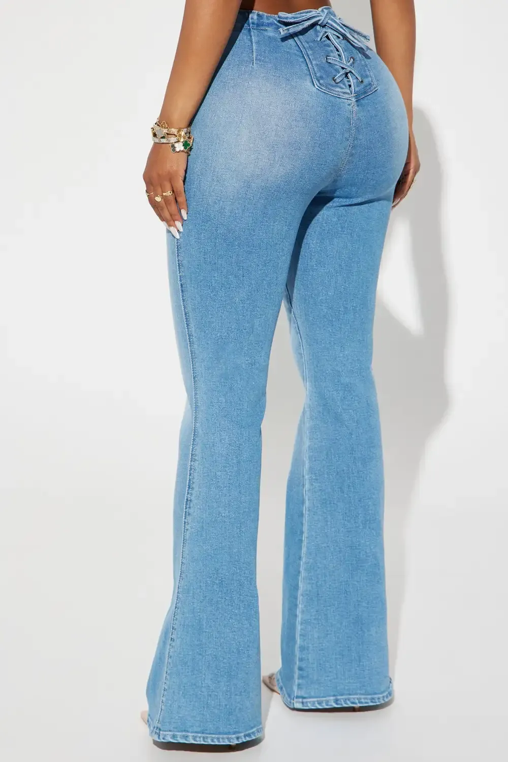 Houston Lace Up Bootcut Jean - Medium Wash
