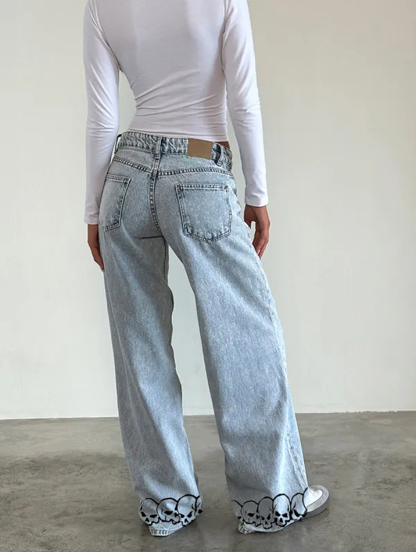80'S Light Wash Blue Low Rise Roomy Jeans