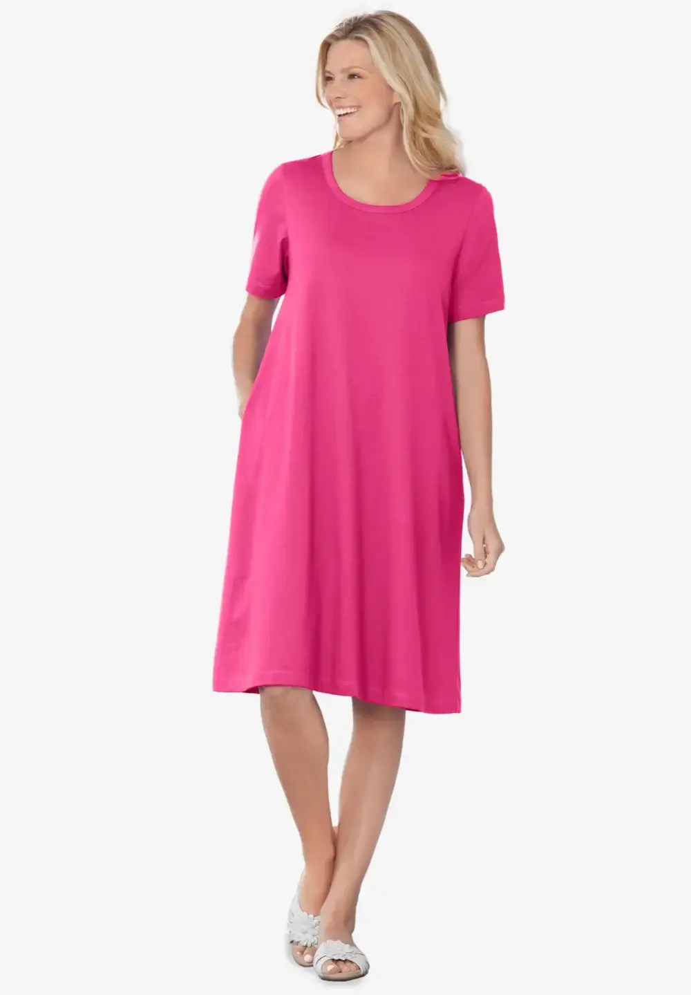 Perfect Short-Sleeve Crewneck Tee Dress