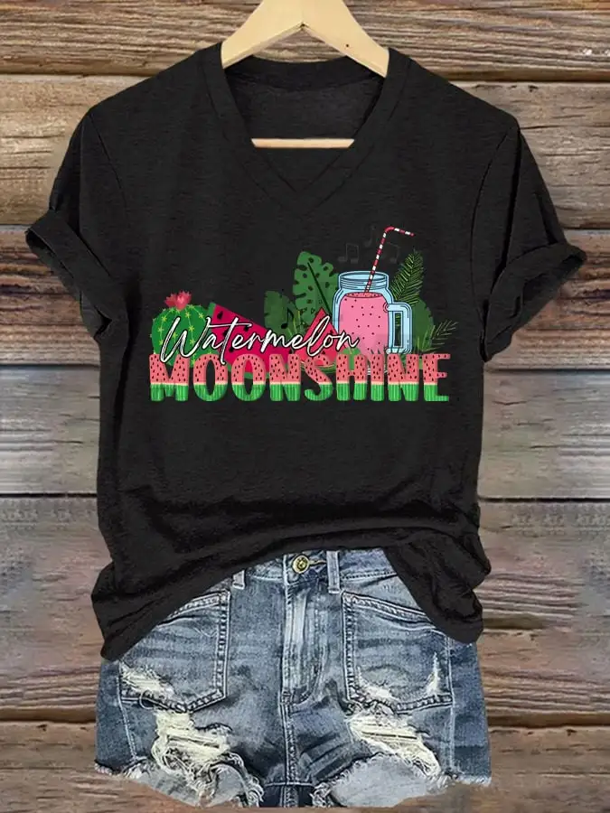 Women's Watermelon Moonshine Printed T-Shirt
