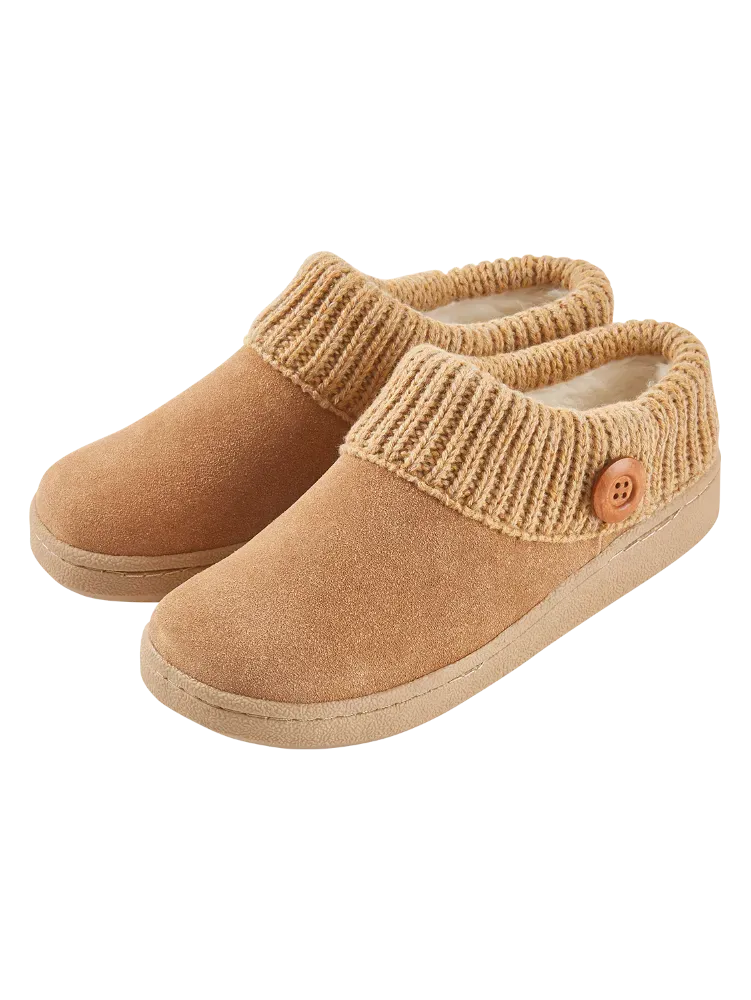 Women's Suede Slipper Clogs With Ragg Cuffs