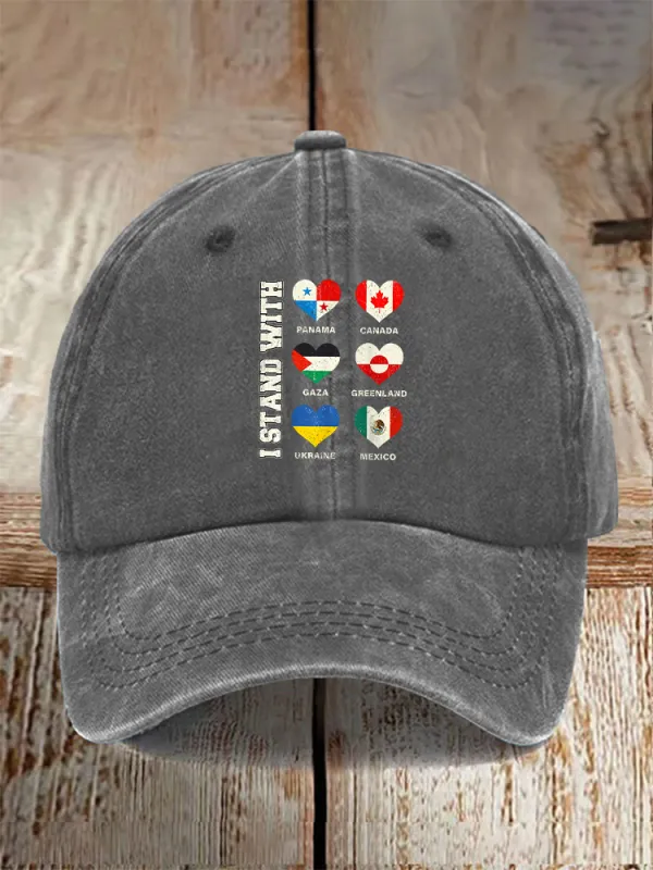Men And Women's I Stand With Them Washed Baseball Cap