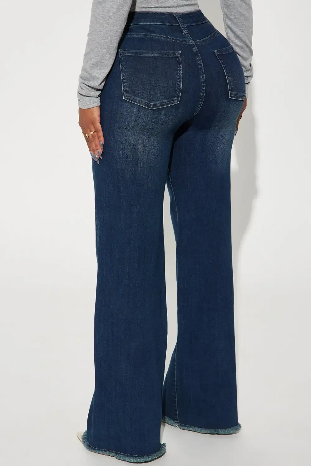 Becky Basic Stretch Straight Leg Jeans - Dark Wash