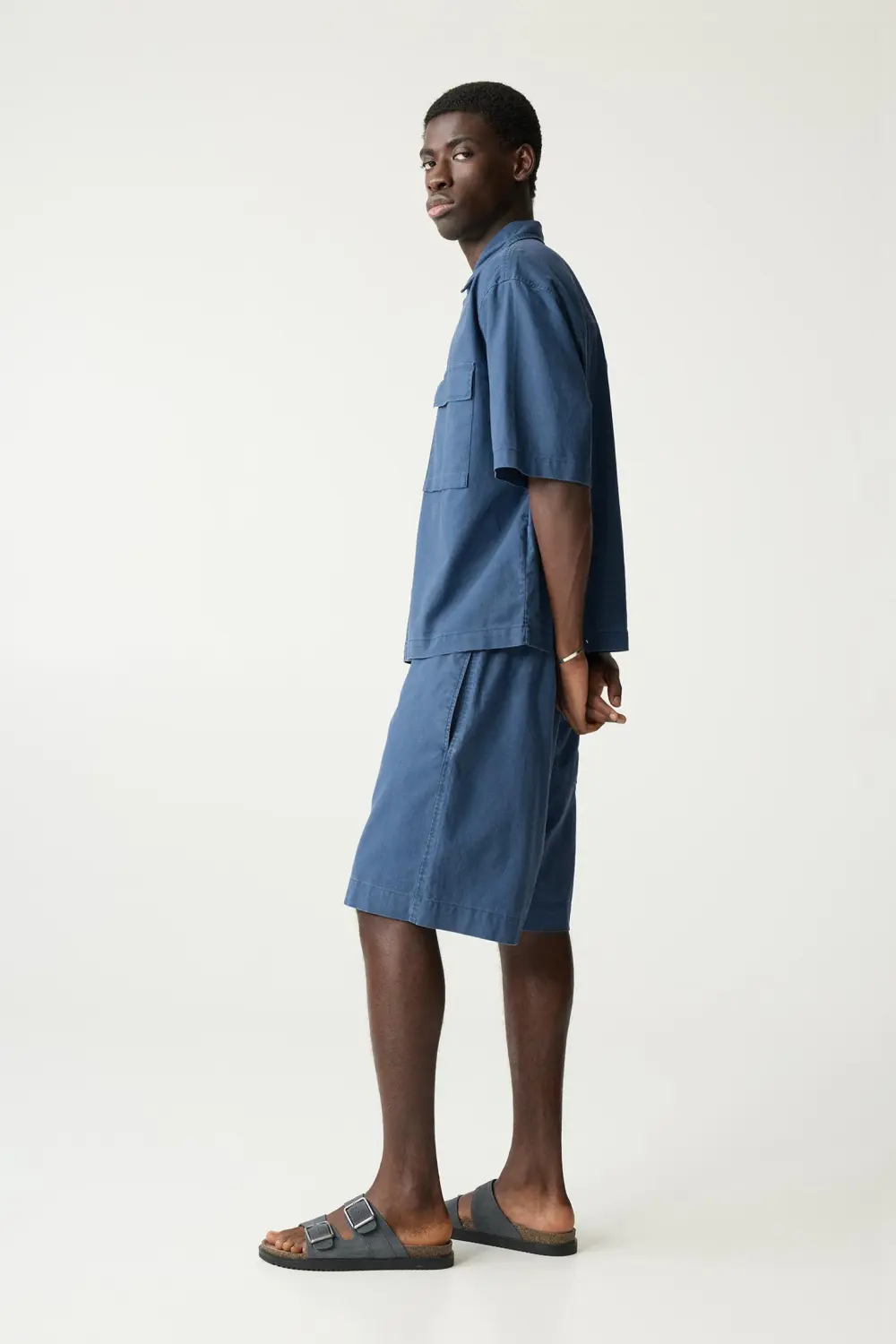 Linen blend jogger Bermuda shorts