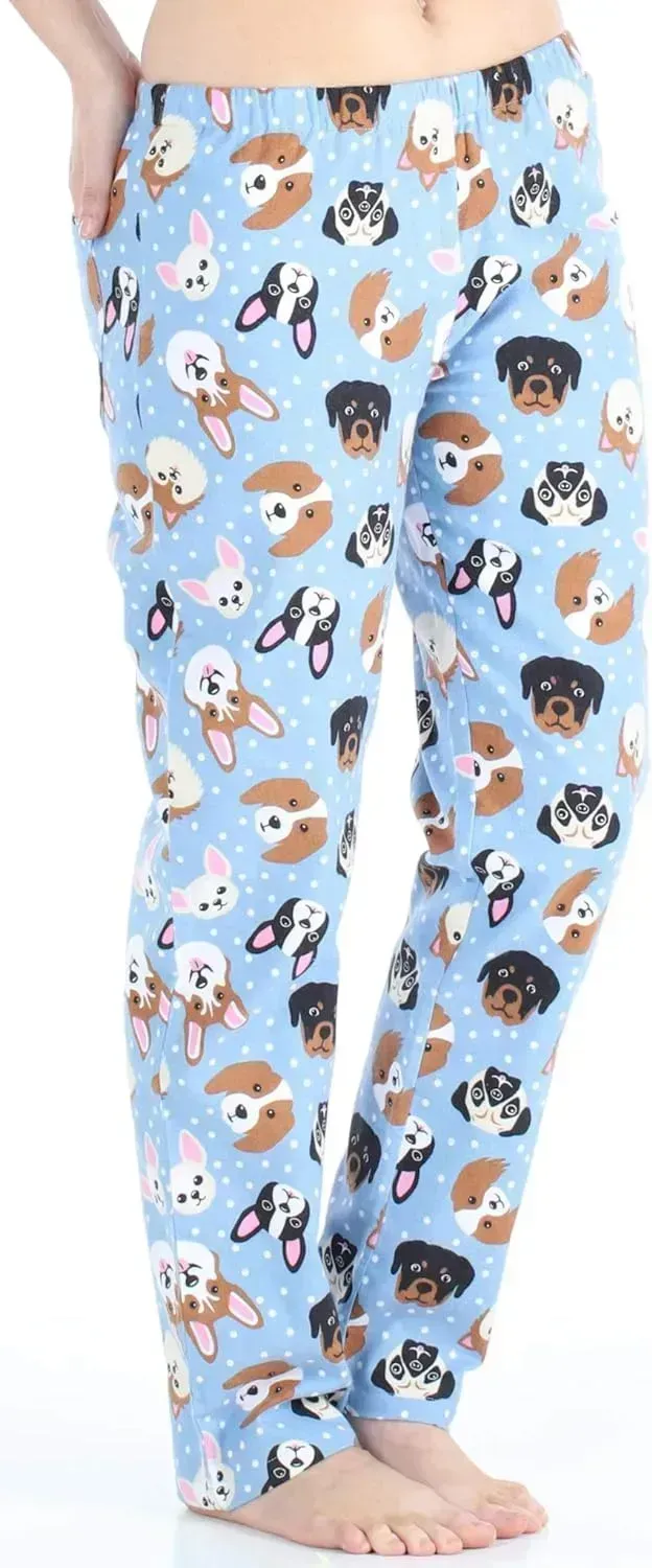 Women's Cotton Flannel Long Sleeve Button-Down Pajamas PJ Set