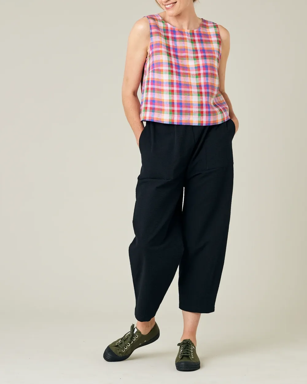 CHECK LINEN TOP