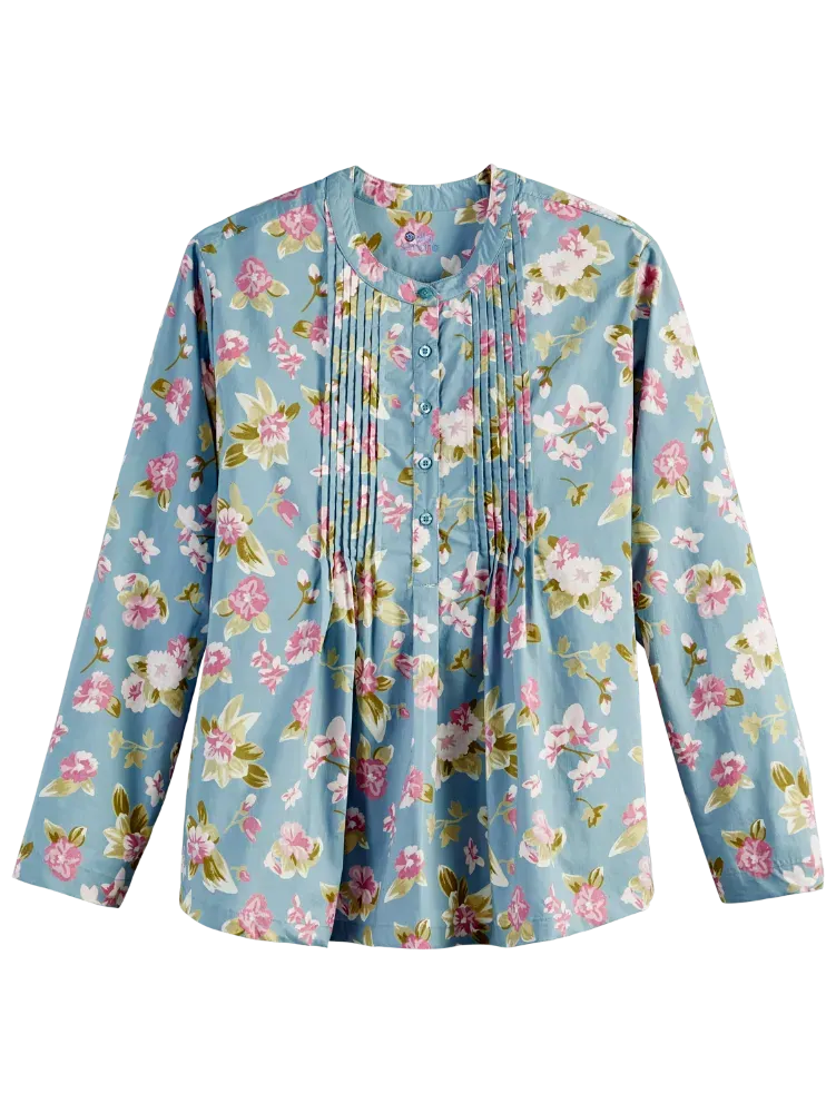 Ella Simone Pintuck Floral Cotton Pajama Set