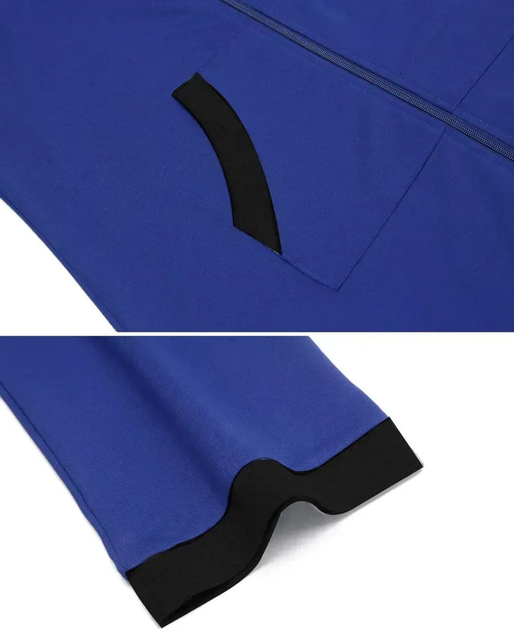 Women Zipper Robe 3/4 Sleeves Loungewear Dress Full Length Sleepwear Pockets Housecoat Nightgown Long Bathrobe