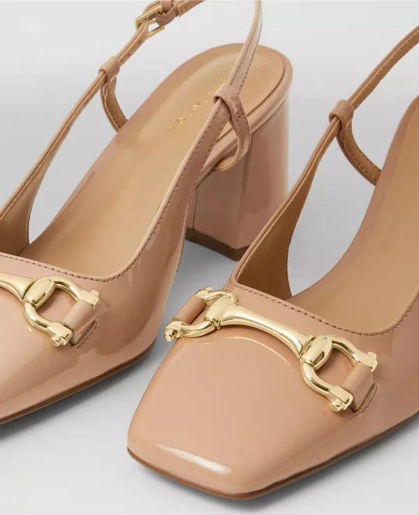 Patent Square Toe Slingback Pumps