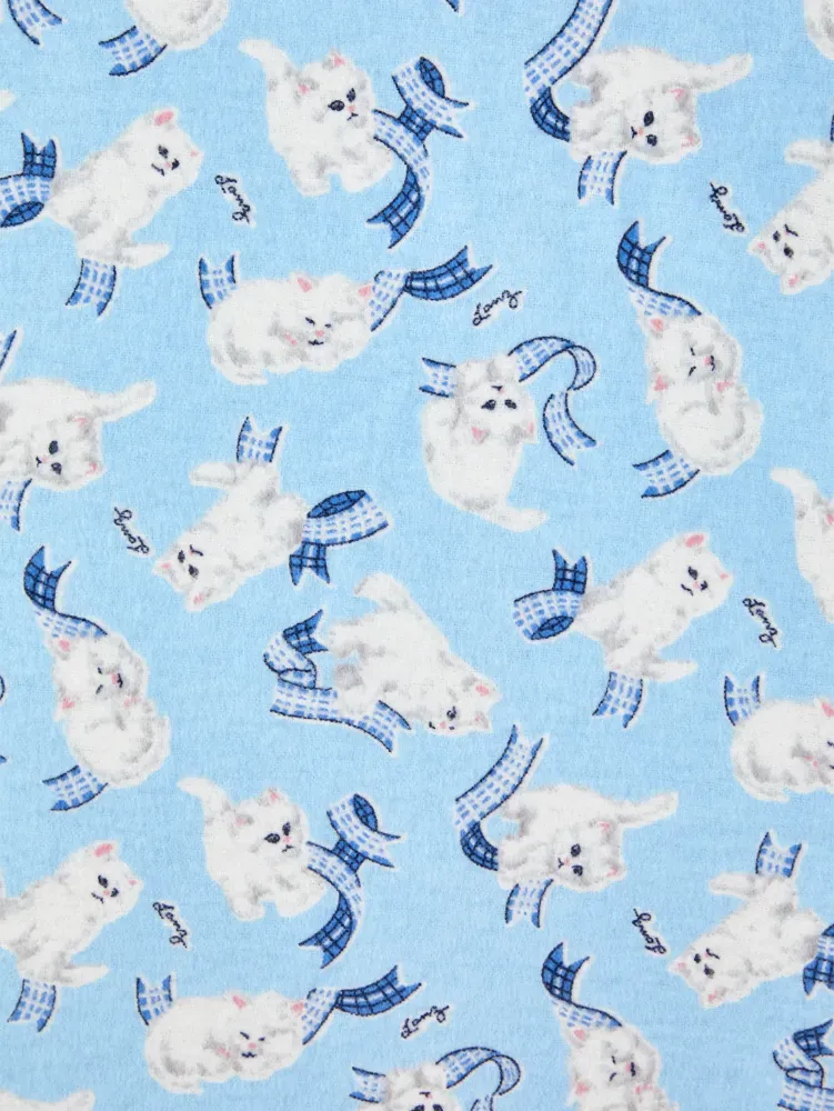 Lanz Playful Kittens Flannel Nightgown