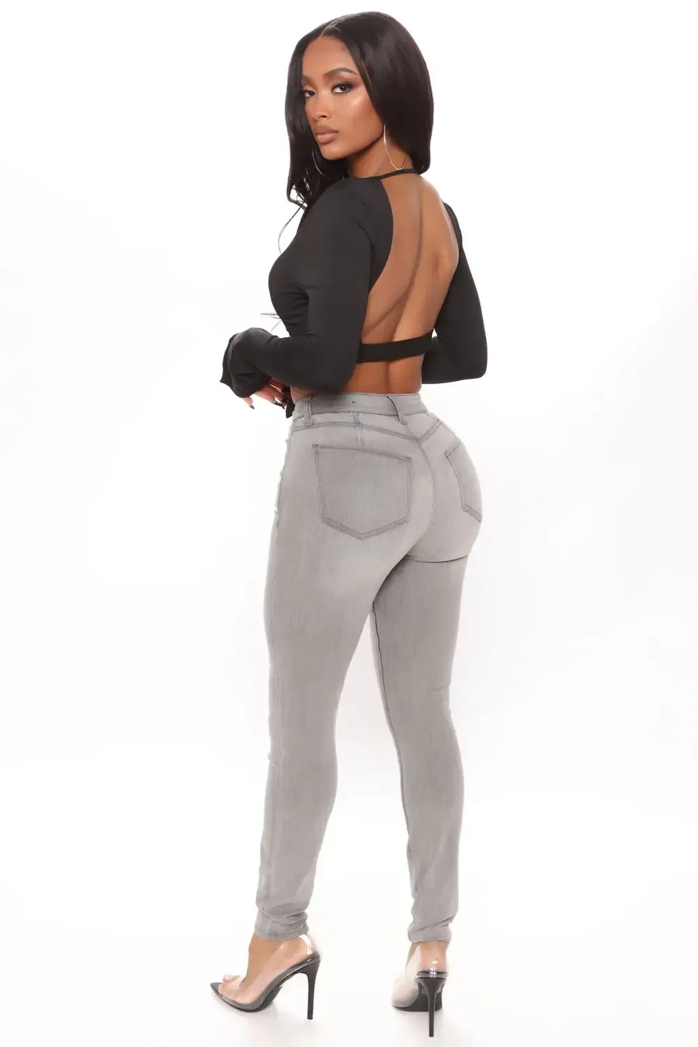Lights Out High Rise Booty Lifting Skinny Jeans - Grey