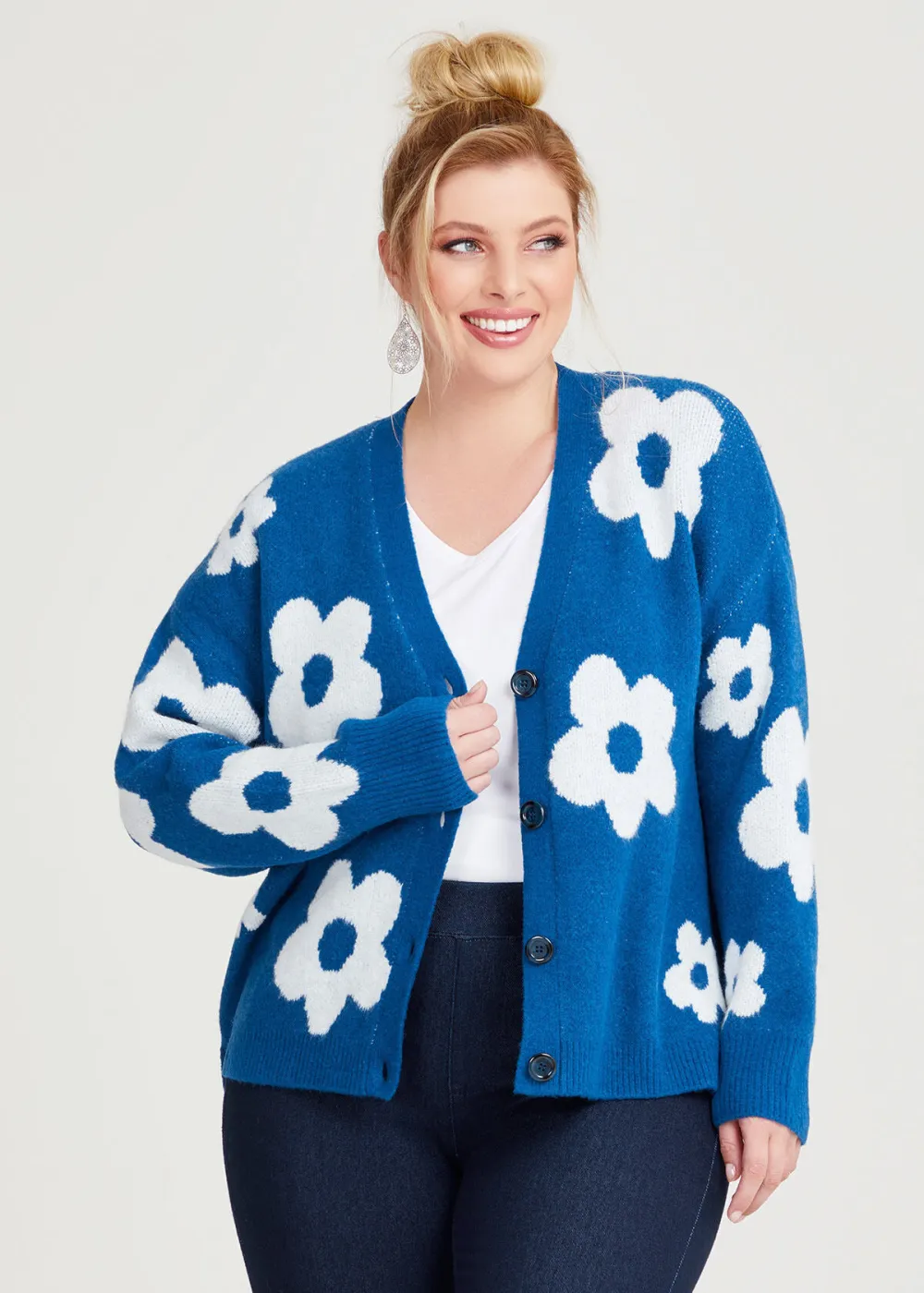 Daisy Flower Knit Cardigan