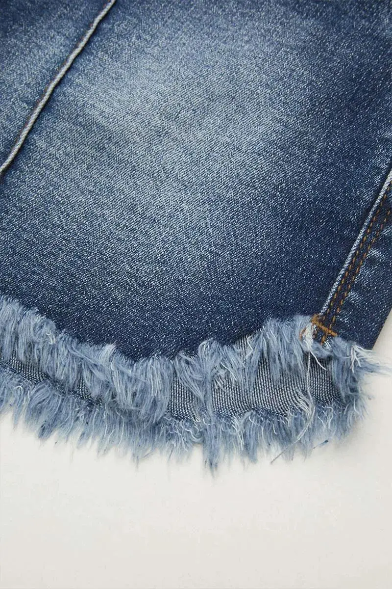 Raw Hem Button Fly High Rise Denim Shorts