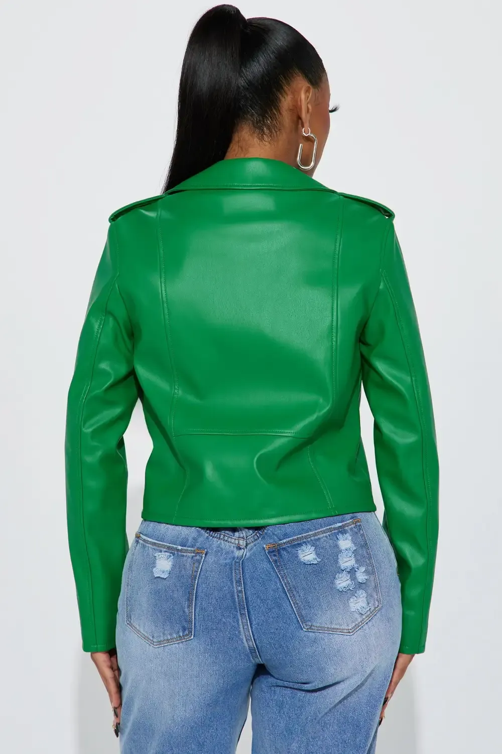 End Of The Road Faux Leather Jacket - Kelly Green