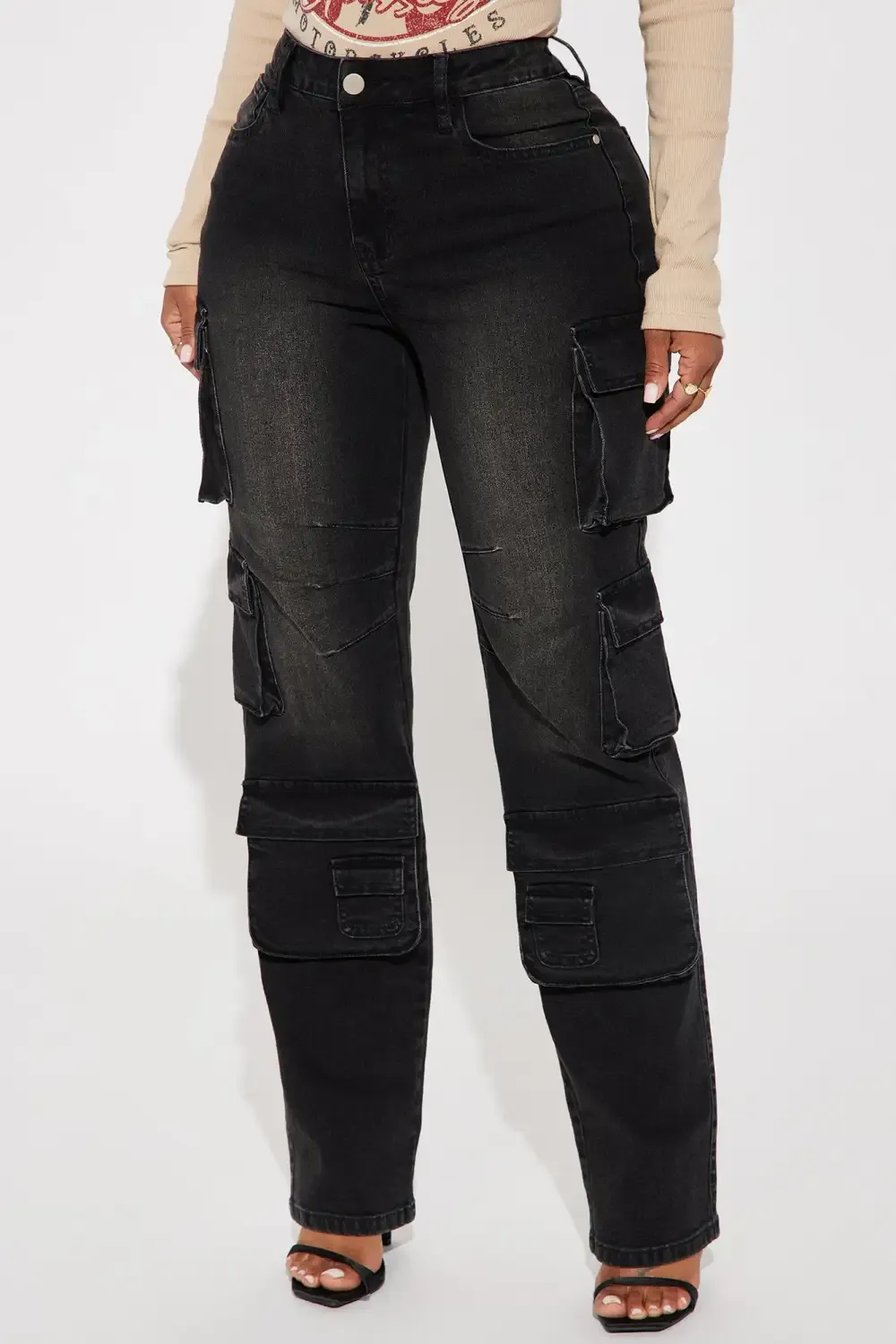 Cheat Code Straight Leg Cargo Jeans - Black Wash