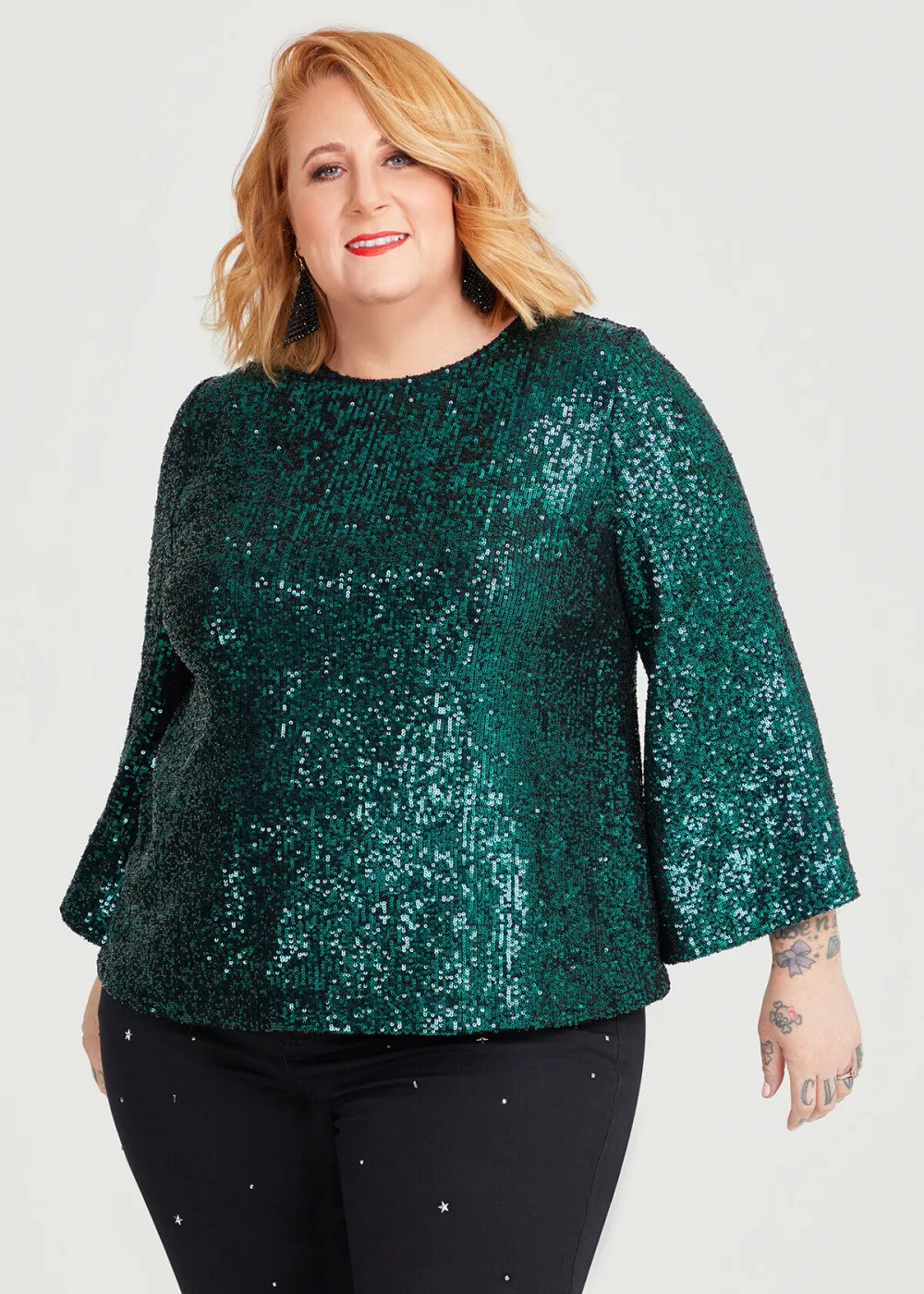Sequin Bell Sleeve Top